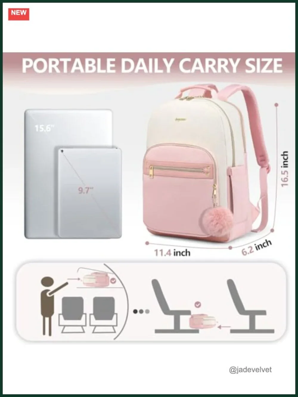 Laptop Backpack for Women Travel: 15.6 inch College Bookbag, Leather Nylon,